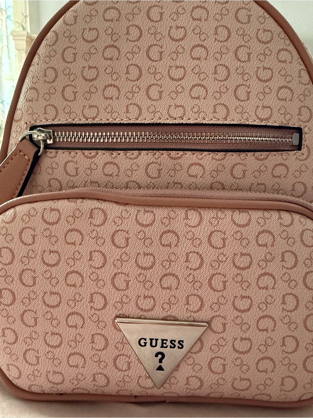 GUESS Blush Pink Monogram Mini Backpack